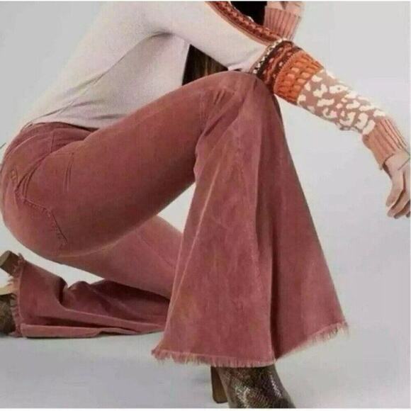 Free People Pants - Free People We the Free Just Float on Flare Corduroy Mauve Pink High Rise Sz 27